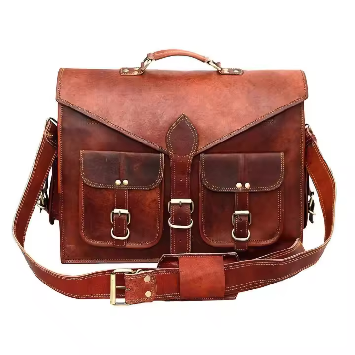 Hombres vintage hubro Brown Sling crossbody negocio Mensajero Bolsa de orden portátil 16" - 1
