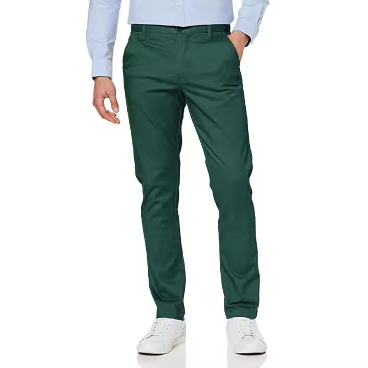 Pantalón chino S&C Verde en algodón elástico de colores Regular Fit - 1