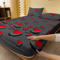 Edredón De Cama Con Patrón De Corazones En Gris Mate 1 Pieza Tela De Poliéster 100%Spread Para Dormitorio Sin Fundas De Cojines - details 2