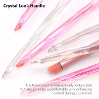Cepillo De Arte De Uñas Con Mango De Acrílico Para Mezcla Suave Sombreado Y Detalles En Ombre Gradient Redondo En Rosa Y Transparente - details 3