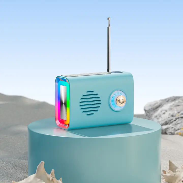 Mini Radio FM Radio Portátil Solar Altavoz Bluetooth en Aire Libre con Luz Collide Soporte Manos Libres Llamando-A - 1
