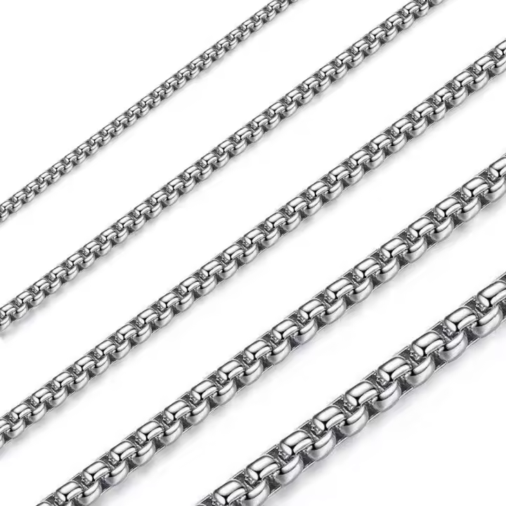 Collares para Hombres Mujeres, 1,5/2/2.5/3/4/5mm de Ancho 45-80cm de Largo, Color Plisado, Cadena Hombre Acero Inoxidable - 1