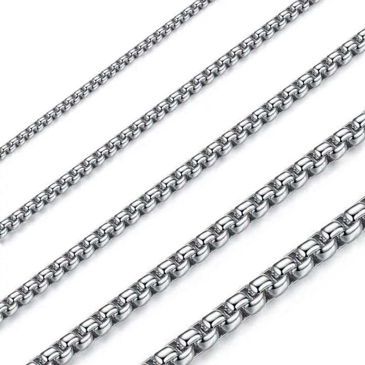 Collares para Hombres Mujeres, 1,5/2/2.5/3/4/5mm de Ancho 45-80cm de Largo, Color Plisado, Cadena Hombre Acero Inoxidable - 1