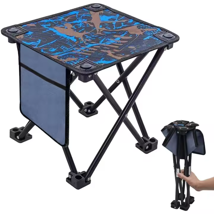 Taburete de camping plegable, silla de pesca pequeña, portátil y ligera con bolsa de transporte y bolsillo, mini taburete de pesca plegable, asiento de silla de camping para acampar - 1