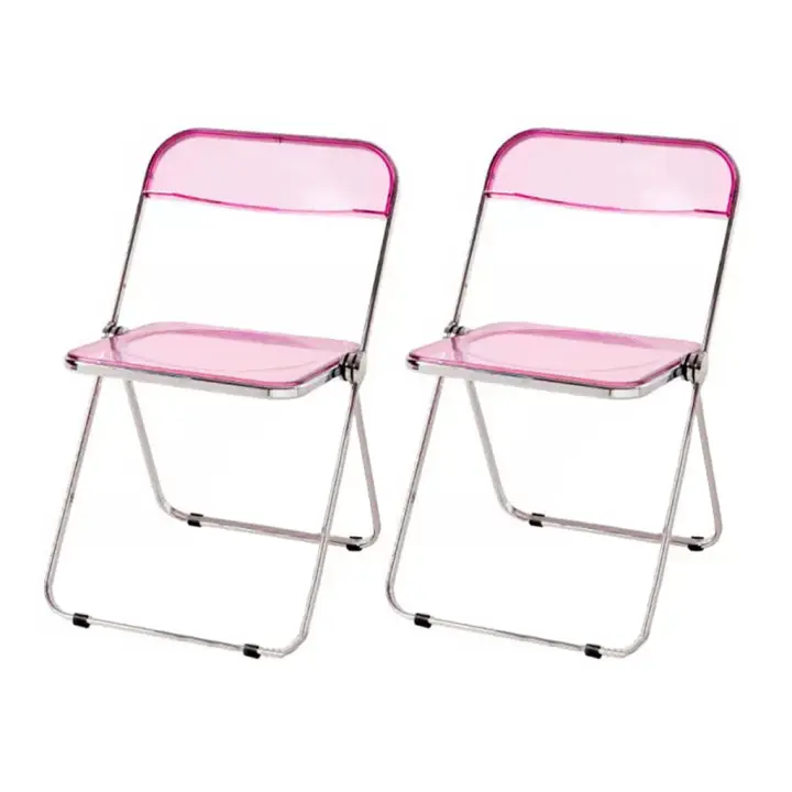 ORION91 Silla Plegable LYRAE Transparente Color  Rosa 41x48x75cm Comedor Oficina Salón Teletrabajo Cocina - SpazioLuzio - 1