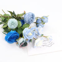 Bouquet De Flores Artificiales Azul Rosas Falsas Para Decoración Interior Hogar Jardín Bodas Fiesta Decoración Vaso Accesorios - details 12