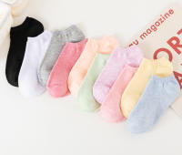 10 Pares/5 Pares De Calcetines Cortos Para Mujer En Algodón Colores Sólidos Transpirables Deportivos Veraniegos Delgados Calcetines De Barco - details 6