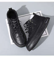 Botas De Hombre Para Otoño E Invierno Con Interior De Peluche Cálida Casual De Exterior Trabajo Moda Versátil Suela Suave Cómodas De Cuero - details 17