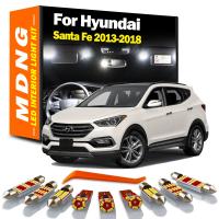 Kit De Luces LED Para Interior De Coche MDNG 9X Compatible Con Hyundai Santa Fe 2013-2018 Luz De Mapa Maletero Lámpara De Placa De Matrícula Color Blanco Azul ICE Canbus Sin Errores Instalación Plug And Play - details 0