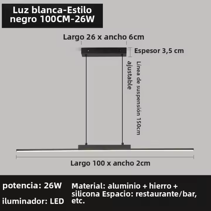 Lámpara Colgante LED Minimalista Moderna Ajustable En Oro Para Comedor Chandelier Lineal Para Hogar Iluminación Dimmable Con Fuente De Aluminio Incluida - 1