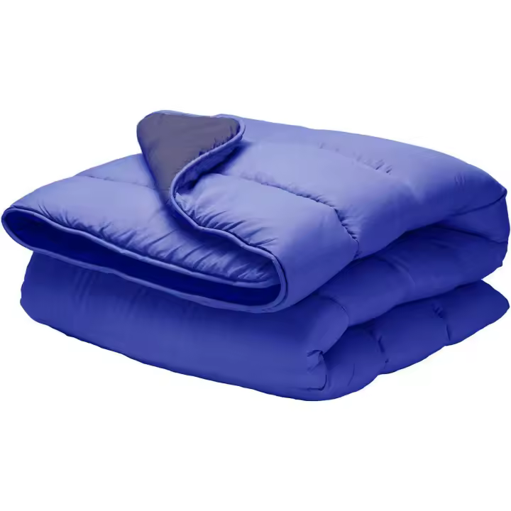 Various Colcha Multiuso Bicolor, Fibra 120 gr Colcha Verano Reversible Transpirable Rellno Fibra Hueca siliconada válido para Cama de Varios de Tamaño, Color Azul y Marino - 1