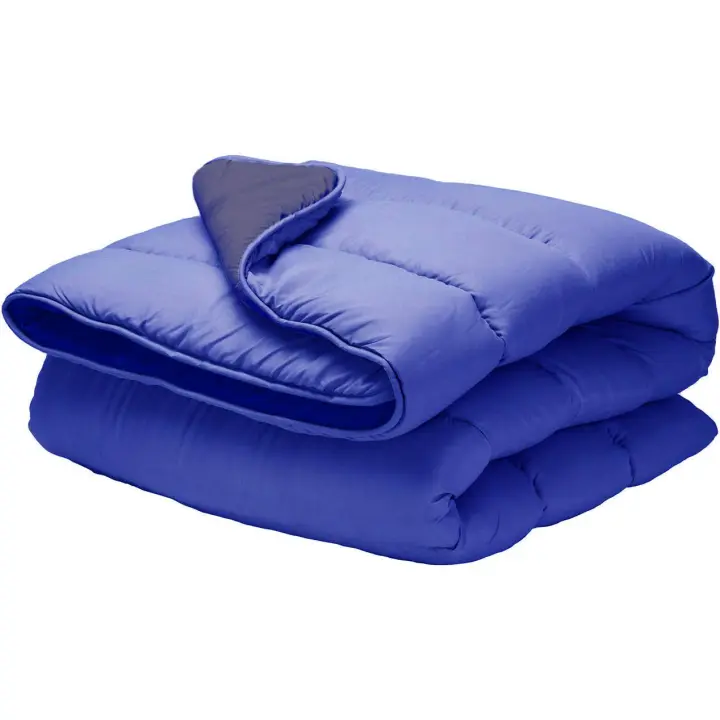 Various Colcha Multiuso Bicolor, Fibra 120 gr Colcha Verano Reversible Transpirable Rellno Fibra Hueca siliconada válido para Cama de Varios de Tamaño, Color Azul y Marino - 1