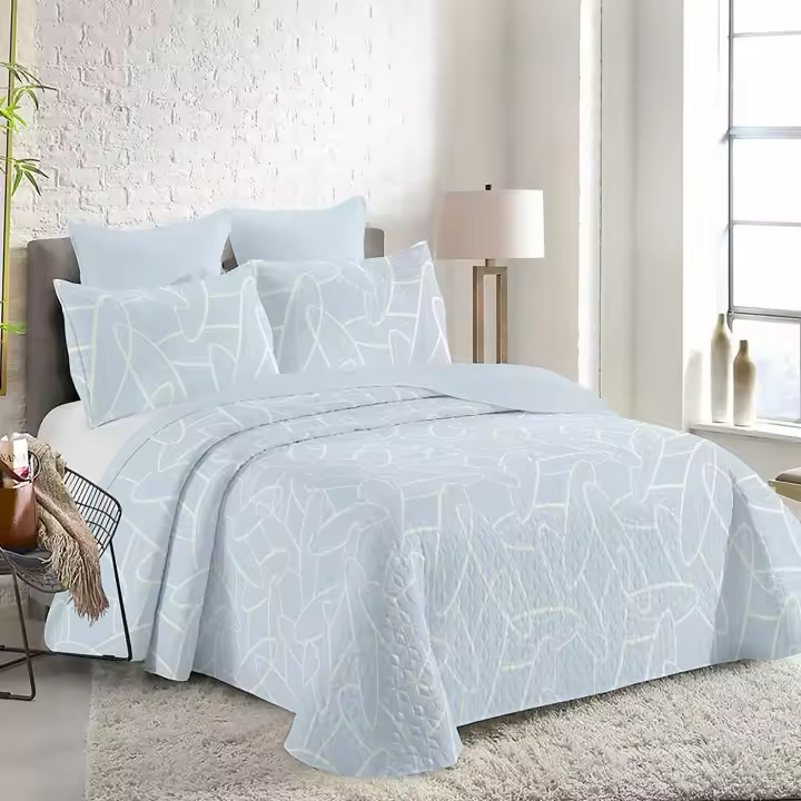 Colcha Bouti Estampada para Verano y Entretiempo 100% Poliéster. Incluye Funda de Cojín 50 x70cm, Cubre Cama Fina, Ligera y Suave. Primavera Verano - 1