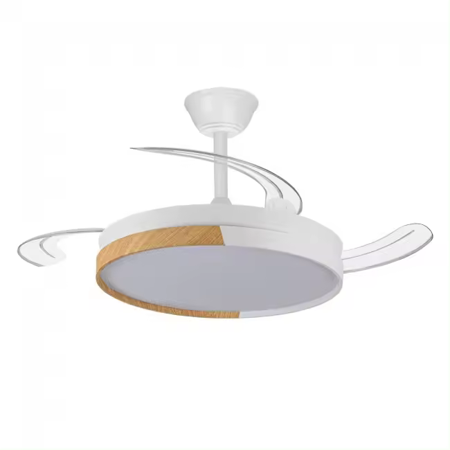 Wonderlamp Ventilador de techo retráctil con luz LED aspas plegables Arpino Blanco CCT Dim 45W - 1