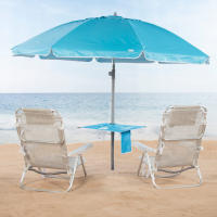 Aktive - Sombrilla de playa azul, 210 cm, mesa central con posavasos y bolsillo, protección UV50, mástil acero inclinable y regulable en altura, tejido poliéster Oxford, 8 varillas fibra de vidrio, sombrilla playa grande, sombrillas de playa - details 1