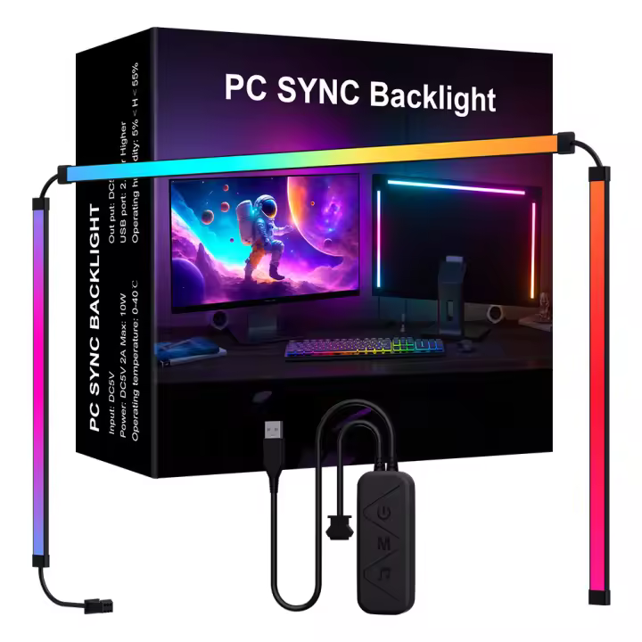 Tira De Luces LED RGB Para Monitor De Computadora Ambiental Con Control APP Inteligente Decoración Para Habitación De Juegos Compatible Con Pantallas De 24-34 Pulgadas - 1