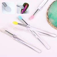 5pcs Sticks De Aplicador De Silicona Planas Borradores Reutilizables Para Labios Con Cubierta Para Prevenir La Polvo Herramientas De Aplicación De Polvo De Uñas - details 2