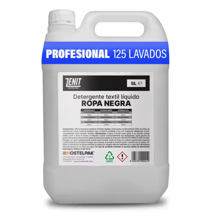 Hostelpak  5 l  Detergente líquido Ropa negra  125 lavados  jabon lavadora  detergente liquido lavadora - 1