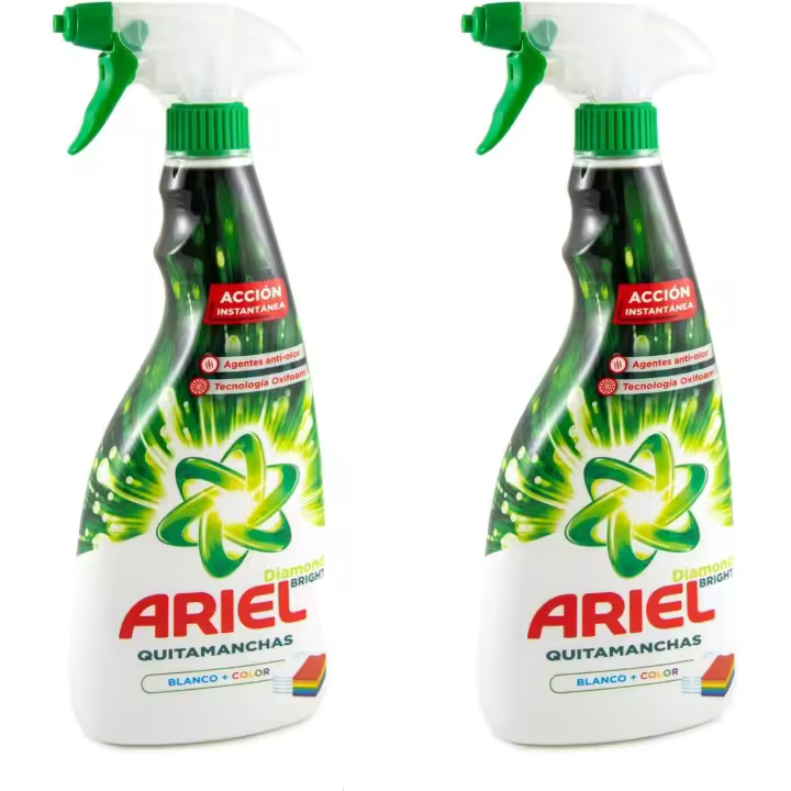 Ariel Quitamanchas Spray Blanco + Color Acción Instantánea Spray 750ml - Pack2: Spray quitamanchas para eliminar eficazmente manchas difíciles de tus prendas de forma rápida. - 1