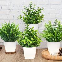 1PCS Decoración De Escritorio Con Plantas Artificiales Paisaje Bonsái Para Oficina Hogar Estante De Mesa Accesorios De Fiesta De Boda PVC - details 1
