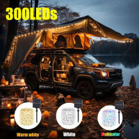 Luz De Cadena Solar De 300LED Para Exteriores Impermeable Fitas De Luz Solar De Cobre Para Árbol Jardín Fiesta Boda - details 6