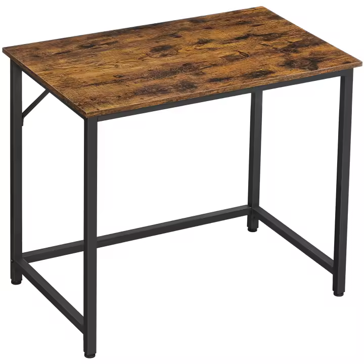 VASAGLE Escritorio, Mesa Oficina Pequeña y Estación Trabajo, Mesa para Teletrabajo, Estudio, Dormitorio, 50 x 80 x 76 cm, Estilo Industrial, Estructura Metal, Marrón Rústico y Negro Tinta/Blanco Arce y Blanco Nube - 1