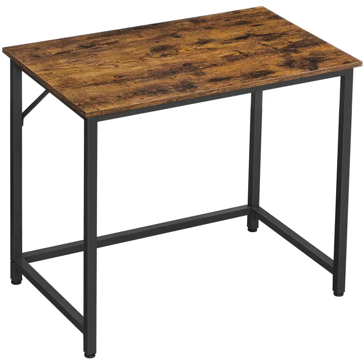 VASAGLE Escritorio, Mesa Oficina Pequeña y Estación Trabajo, Mesa para Teletrabajo, Estudio, Dormitorio, 50 x 80 x 76 cm, Estilo Industrial, Estructura Metal, Marrón Rústico y Negro Tinta/Blanco Arce y Blanco Nube - 1