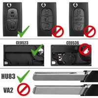 Ociodual Mando Llave Funda Carcasa CE0523 HU83 Key Case para Peugeot 206 207 306 307 308 407 607 806, Citroen C2 C3 C4 C5 C6 - details 3