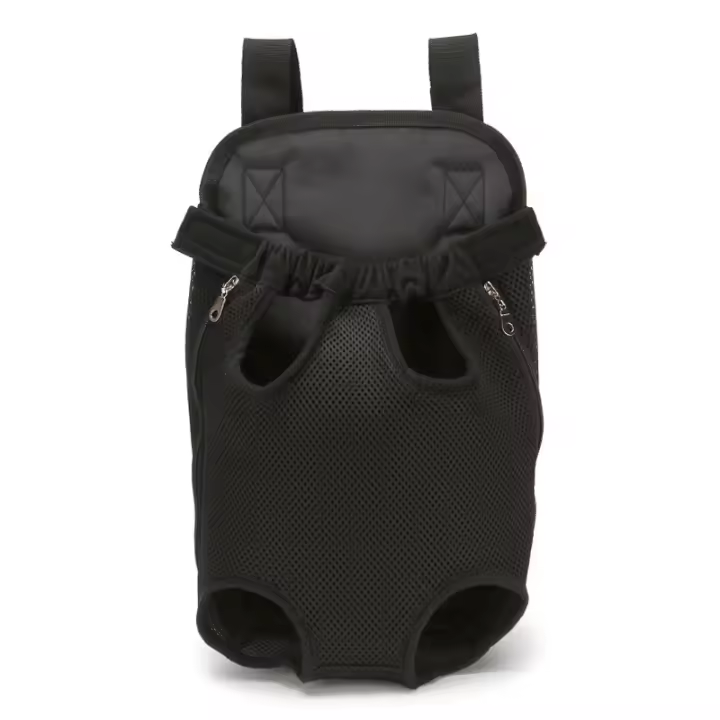 Mochila transportadora para mascotas, ajustable, frontal, para gatos y perros, bolsa de viaje, con patas hacia afuera, tamaño mediano, fácil de ajustar, color negro - 1