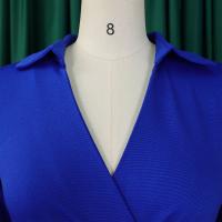 Vestido Elegante Para Oficina Para Mujer Cuello Redondo V Cintura Ajustada Pleated Midi Formal Business Work Dress OL - details 12
