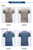 Camiseta De Algodón Para Hombre Con Collar Henry Y Manga Corta Estilo Casual Slim Fit Tees Cómodas Para Uso Diario Con Botones Basicas Tops Para Primavera Y Verano - details 3