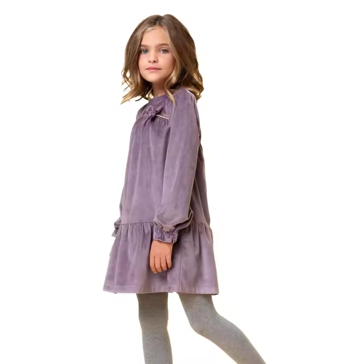 Petit Alo - Vestido Terciopelo Morado Niña - Tacto Extrasuave - 1