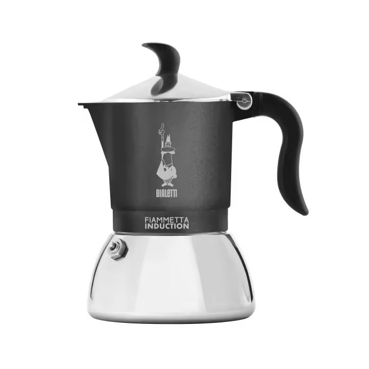 Bialetti Cafetera de Inducción Fiammetta Italiana - Moka de Inducción distintos tamaños 2 y 4 Tazas, Cafetera de Aluminio y Acero de Alta Calidad color Rojo, Negro y Gris para uso en Cocina - 1