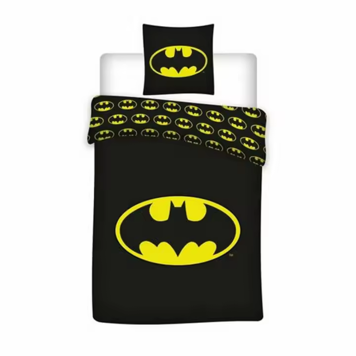 Funda Nórdica Reversible  DC Batman Logo para Cama de 90 o 105cm Microfibra, Medida 140x200 cm, más 1 Funda Cojín 63x63cm - 1