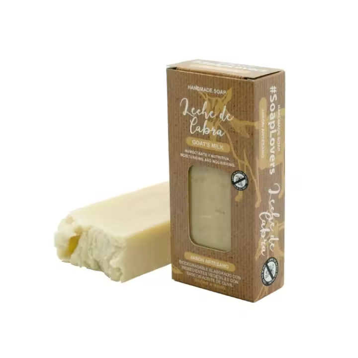 Pastilla de jabón leche de cabra 100g - Big Soap Factory - La leche de cabra es muy nutritiva, humectante, rejuvenecedora y previene la sequedad y el agrietamiento de la piel proporcionándole la suavidad que ésta necesita. - 1