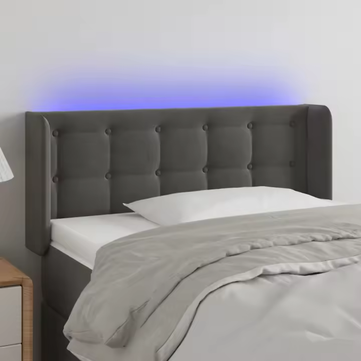 vidaXL Cabecero con LED de terciopelo gris oscuro 83x16x78/88 cm - 1