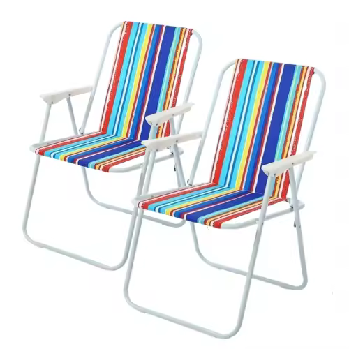 LILI HOME Pack de 2 Sillas Plegables de Hierro y Lona | Resistentes y Versátiles Medidas: 48 cm (ancho) x 44 cm (fondo) x 72 cm (alto) Su diseño funcional las hace ideales para interiores y exteriores, perfectas para jardín, terraza, balcón, camping o reu - 1