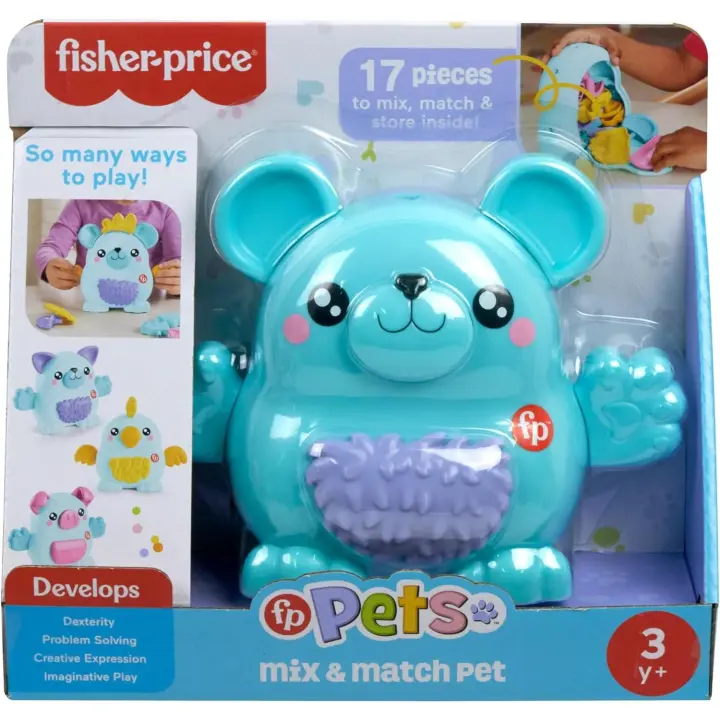 Fisher-Price FP Pets Mascota con accesorios para combinar, set de construcción creativa con 18 piezas para juego de imitación, juguete +3 años (HXP18) - 1