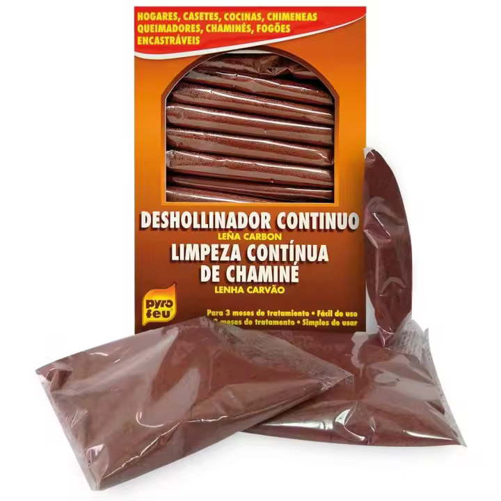 Deshollinador para limpieza y mantenimiento continuo de estufas y chimeneas en caja de 14 unidades, antihollín pellet y leña - 1