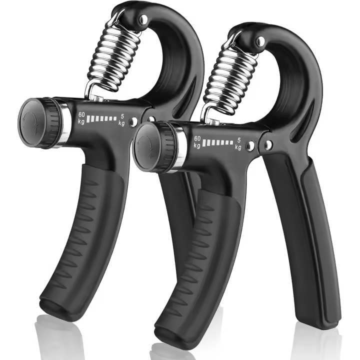 Entrenador de fuerza de agarre, ejercitador de agarre de mano de fuerza con Resistencia ajustable 11-132 Libras (5-60 kg), Negro, paquete de 2 - 1