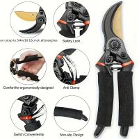 Tijeras De Podar Profesional De Titanio 8.5 Pulgadas (T13) Herramienta De Jardinería Afilada Y De Alta Calidad Para Podar Plantas Y Arboles - details 1