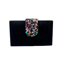 Bolso de Fiesta Bolso de mano Antelina con cierre de piedras multicolores medidas 19.5 x 10.5 cm - details 4