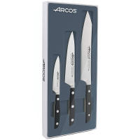 ARCOS Manhattan - Set de 3 Cuchillos (100 / 150 / 190 mm) - Acero Inoxidable Forjado Nitrum® - Mango POM - Estuche Regalo - details 1