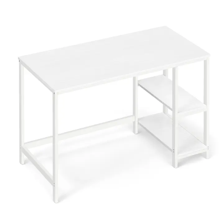 VASAGLE Escritorio, Mesa de Ordenador, con 2 Estante a la Izquierda o a la Derecha, para Oficina, Dormitorio, Estructura de Acero, Industrial, Marrón Rústico y Negro/Greige y Negro/Negro/Blanco Arce - 1