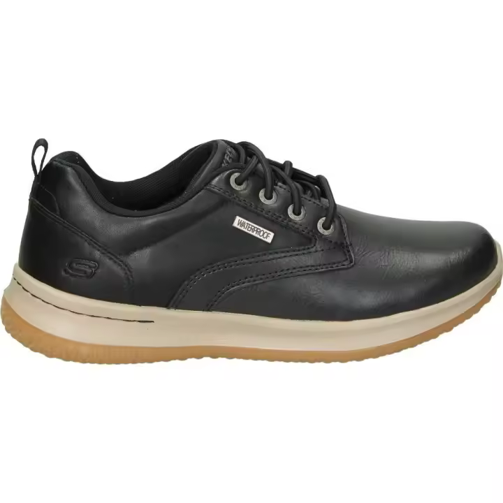 SKECHERS | Zapato Casual Skechers Delson Antigo para Hombre – Zapatos cómodos en Color Negro – Zapato con Cierre de Cordones – Estilo Casual – Versátiles – Alta Calidad – Confort – Modelo 65693-BLK - 1