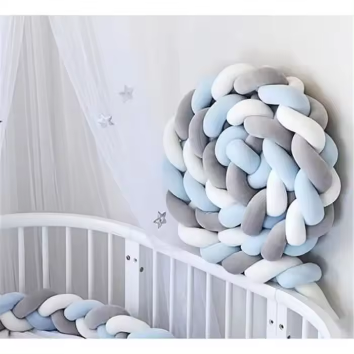 Parachoques with form de serpiente 3M - Blanco + Gris + Azul - Parachoques trenzado en terciopelo y Algodón PP - 1
