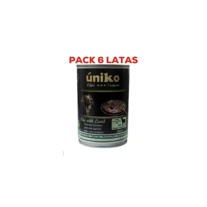 Úniko Pate Premium Cordero Pac 6x400gr Comida Húmeda Perro - 1