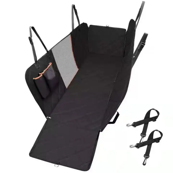 Cubierta de asiento de coche para perros, Pctor de asiento trasero de tela Oxford 600D, Banco de asiento trasero impermeable y antideslizante con ventana visual y bolsillos, 146 × 137 cm - 1