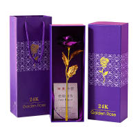 Rosa Dorada 24K Artificial Colorida Flor Metálica Regalo Único Para Las Mujeres En Día De San Valentín Con Caja De Regalo Decoración - details 2