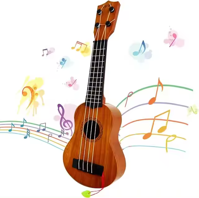 Ukelele De 35cm Para Niños Guitarra De Juguete Que Se Puede Usar Para Instrumentos Básicos Con Palillos Simulando Música De Guitarra - 1